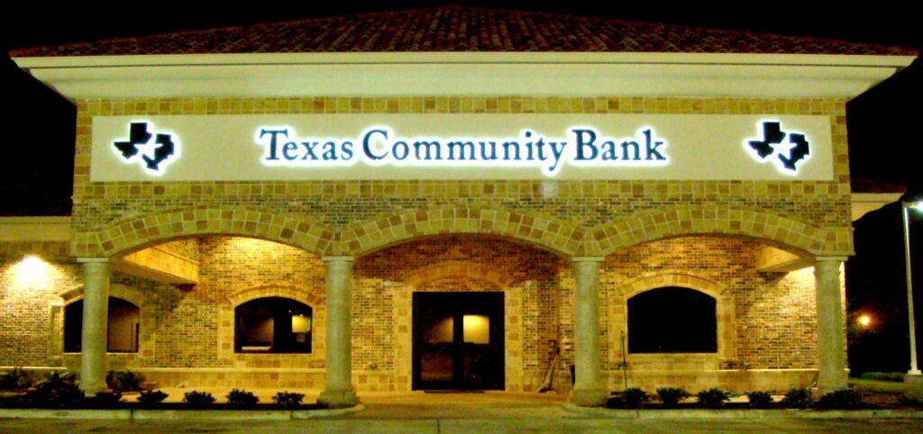 texas community bank back-lit channel letter sign