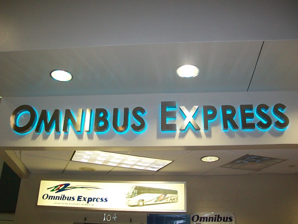 omnibus express back lit channel letter sign