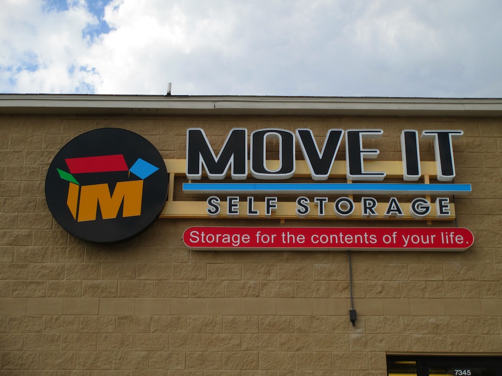 move it storage front lit channel letter sign