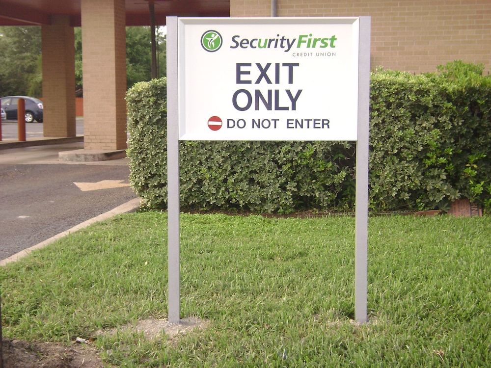 security first directional sign