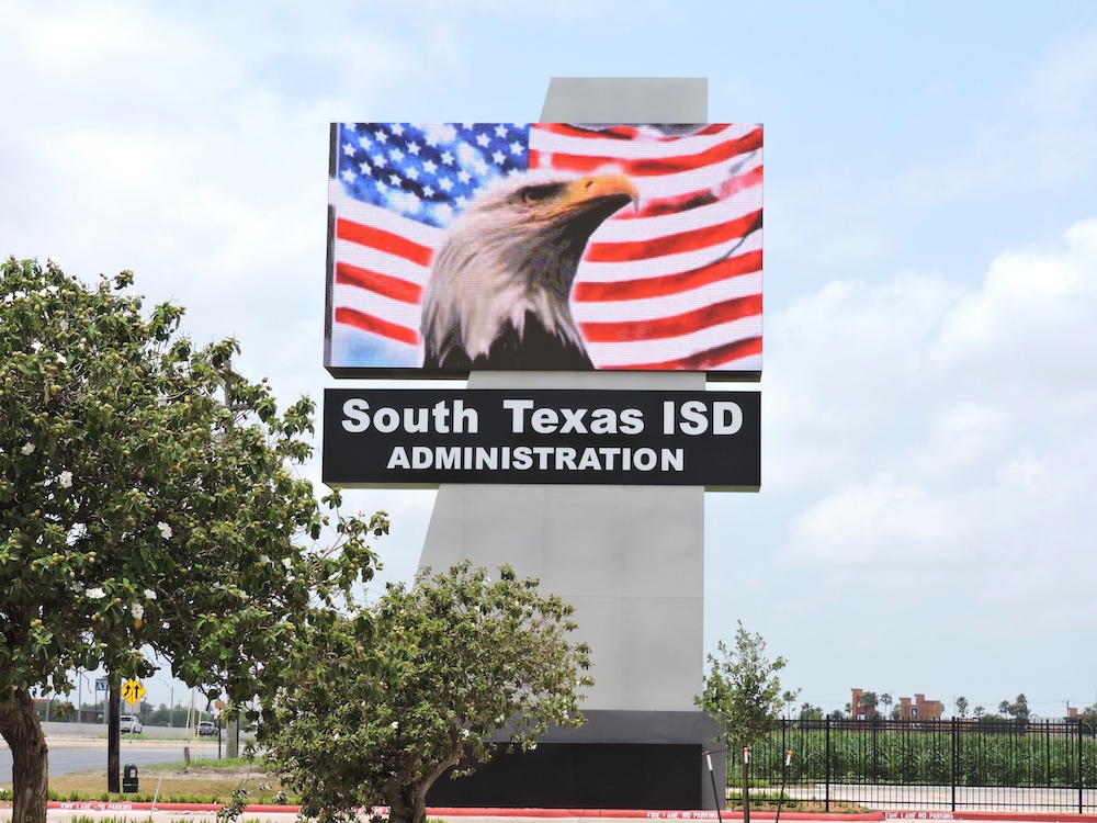south texas isd administration pylon color video sign